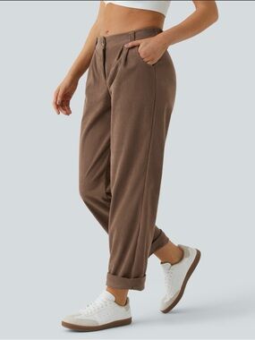 HALARA Corduroy Ankle Pants in Brown, Medium
